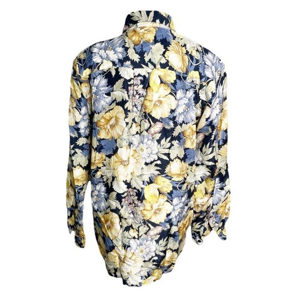 Vtg  90s Stephanie Kay Floral Silk Blouse Shirt Romantic Cottagecore Medium - Picture 3 of 4